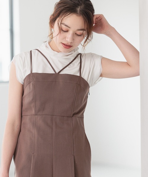 mysty woman（ミスティウーマン）の「ストリングハイウエストサロペット　909997（サロペット/オーバーオール・レディース・ブラウン/グレー/アイボリー・FREE）」の16枚目の写真