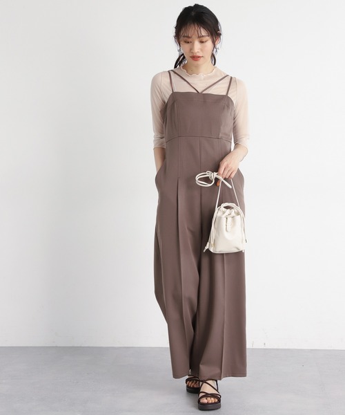 mysty woman（ミスティウーマン）の「ストリングハイウエストサロペット　909997（サロペット/オーバーオール・レディース・ブラウン/グレー/アイボリー・FREE）」の8枚目の写真