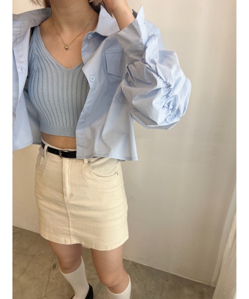 PHILLY（フィリー）の「【2点SET】キャミ＋ドロストシャツセット（シャツ/ブラウス・レディース・ホワイト/ブルー・FREE）」の19枚目の写真