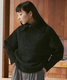 wool mix half zip knit/ウールミックスハーフジップニット