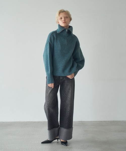 ニット セーター wool mix half zip knit/ウールミックスハーフジップニット レディース wool mix half zip knit/ウールミックスハーフジップニット