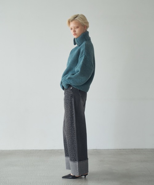 Happy John（ハッピージョン）の「wool mix half zip knit/ウールミックスハーフジップニット（ニット/セーター・レディース・ブラウン/グリーン/アイボリー/ブラック/ブルー・FREE）」の19枚目の写真