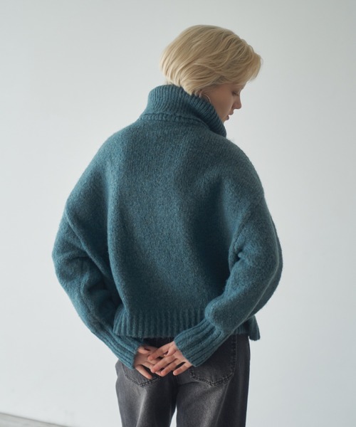 Happy John（ハッピージョン）の「wool mix half zip knit/ウールミックスハーフジップニット（ニット/セーター・レディース・ブラウン/グリーン/アイボリー/ブラック/ブルー・FREE）」の21枚目の写真