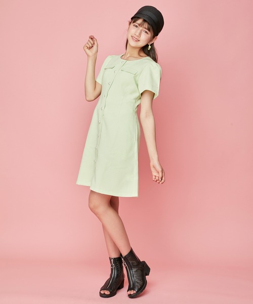 JENNI love（ジェニィラブ）の「パールボタンツイードワンピ（ワンピース・キッズ・ピンク/グリーン/サックスブルー・130cm/140cm/150cm/160cm）」の14枚目の写真