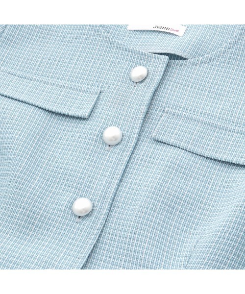 JENNI love（ジェニィラブ）の「パールボタンツイードワンピ（ワンピース・キッズ・ピンク/グリーン/サックスブルー・130cm/140cm/150cm/160cm）」の13枚目の写真