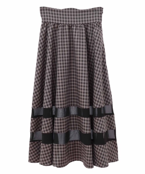 31 Sons de mode（トランテアン　ソン　ドゥ　モード）の「シアー切替フレアスカート（スカート・レディース・ベージュ/ブラック/ブルー/ブラック×パープル・36/38）」の3枚目の写真