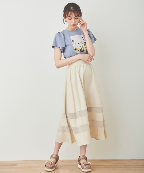 31 Sons de mode（トランテアン　ソン　ドゥ　モード）の「シアー切替フレアスカート（スカート・レディース・ベージュ/ブラック/ブルー/ブラック×パープル・36/38）」の18枚目の写真