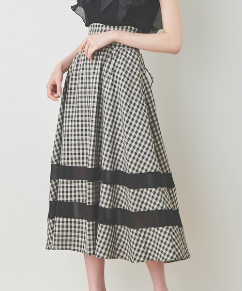 31 Sons de mode（トランテアン　ソン　ドゥ　モード）の「シアー切替フレアスカート（スカート・レディース・ベージュ/ブラック/ブルー/ブラック×パープル・36/38）」の10枚目の写真