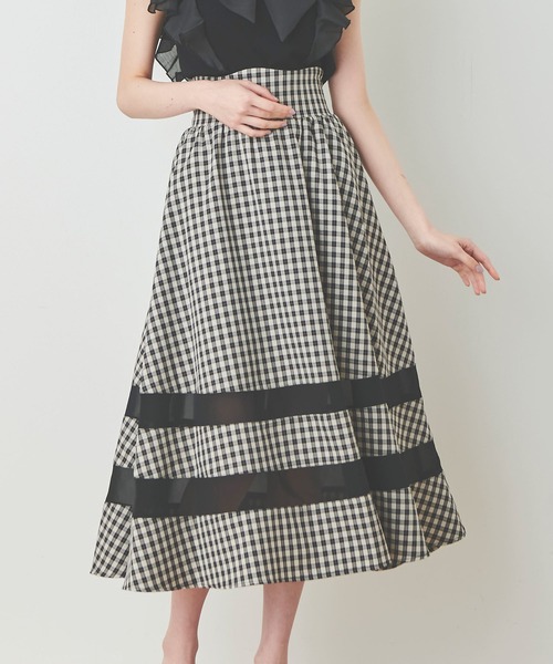 31 Sons de mode（トランテアン　ソン　ドゥ　モード）の「シアー切替フレアスカート（スカート・レディース・ベージュ/ブラック/ブルー/ブラック×パープル・36/38）」の11枚目の写真