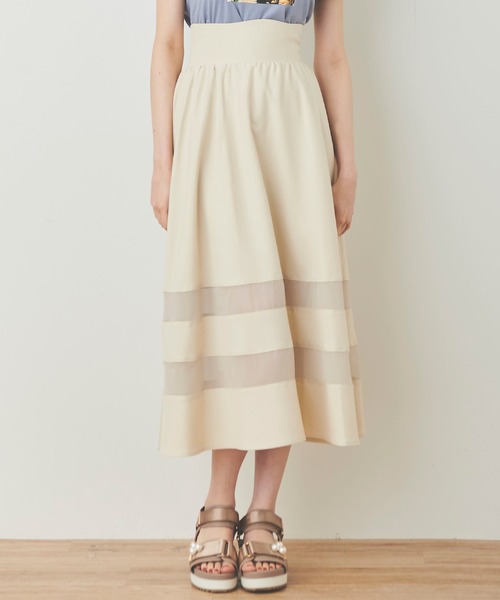 31 Sons de mode（トランテアン　ソン　ドゥ　モード）の「シアー切替フレアスカート（スカート・レディース・ベージュ/ブラック/ブルー/ブラック×パープル・36/38）」の16枚目の写真