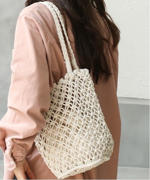 Dream garden（ドリームガーデン）の「編みネットバッグ ショルダーバッグ（ショルダーバッグ・レディース・黄緑系/ホワイト/ベージュ/ブラック・FREE）」の8枚目の写真