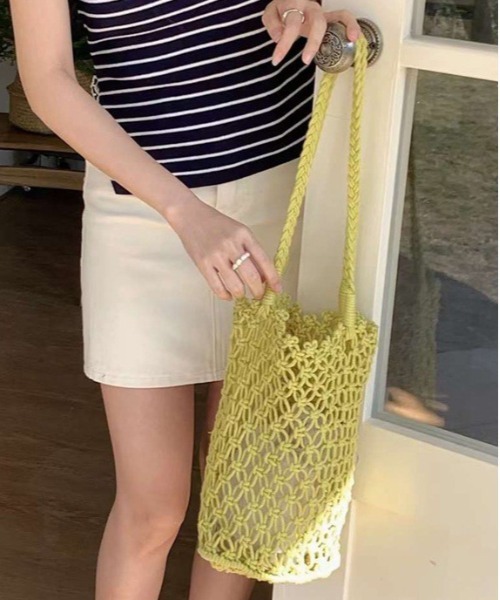 Dream garden（ドリームガーデン）の「編みネットバッグ ショルダーバッグ（ショルダーバッグ・レディース・黄緑系/ホワイト/ベージュ/ブラック・FREE）」の9枚目の写真