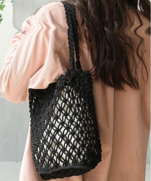Dream garden（ドリームガーデン）の「編みネットバッグ ショルダーバッグ（ショルダーバッグ・レディース・黄緑系/ホワイト/ベージュ/ブラック・FREE）」の10枚目の写真