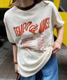mi via loca | リネンライクスラブ天竺 Vintageロゴ リンガーTシャツ(Tシャツ/カットソー)