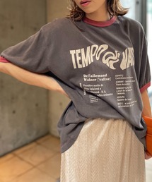 mi via loca | リネンライクスラブ天竺 Vintageロゴ リンガーTシャツ(Tシャツ/カットソー)