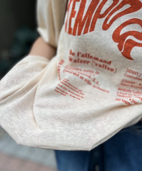 mi via loca（ミヴィアロカ）の「リネンライクスラブ天竺 Vintageロゴ リンガーTシャツ（Tシャツ/カットソー・レディース・ナチュラル/グレイッシュブルー/スミクロ/オフホワイト/チャコールグレー・FREE）」の14枚目の写真