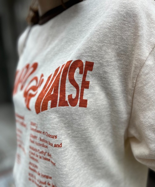 mi via loca（ミヴィアロカ）の「リネンライクスラブ天竺 Vintageロゴ リンガーTシャツ（Tシャツ/カットソー・レディース・ナチュラル/グレイッシュブルー/スミクロ/オフホワイト/チャコールグレー・FREE）」の15枚目の写真