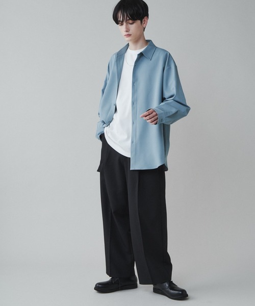 LUCY（ルーシー）の「LUCY/【セットアップ】トロミビッグシャツ（シャツ/ブラウス・メンズ・ブルー/ブラック/ダークグレー/ブラウン・LARGE/MEDIUM）」の8枚目の写真