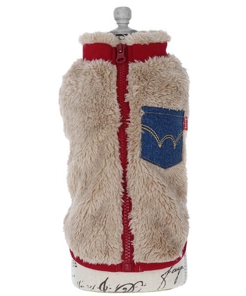 EDWIN（エドウィン）の「EDWIN/デニムポケットボアベスト（ペットウェア・メンズ・ベージュ/ブラック・XS/3L/L/S/2L/M）」の6枚目の写真