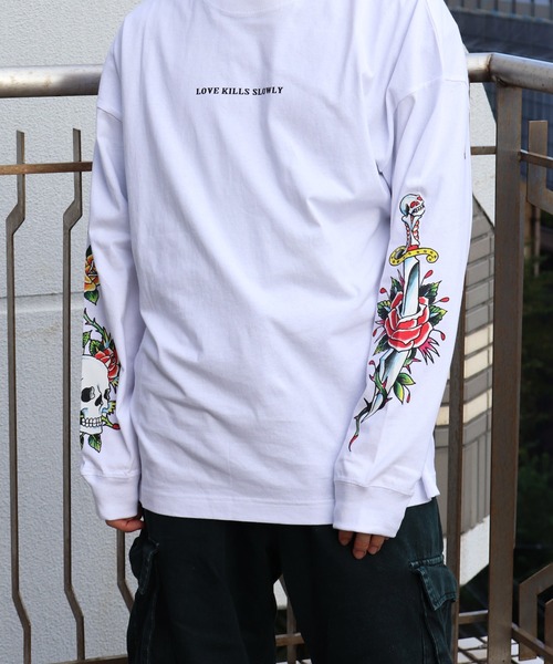 エドハーディー 長袖 トップス EdHardy袖プリントロンT（Tシャツ/カットソー）｜Ed Hardy（エド
