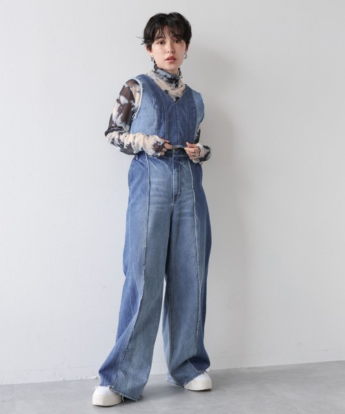 RAGEBLUE（レイジブルー）の「2WAY/切り替えデザインデニムビスチェ（ベスト・レディース・ブラック/ブルー・FREE）」の3枚目の写真