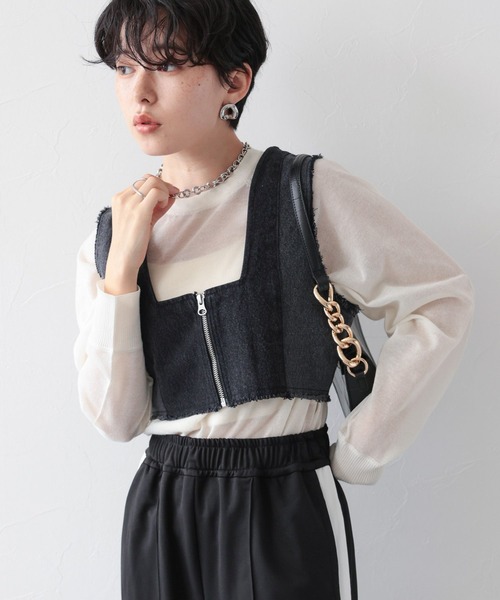 RAGEBLUE（レイジブルー）の「2WAY/切り替えデザインデニムビスチェ（ベスト・レディース・ブラック/ブルー・FREE）」の8枚目の写真