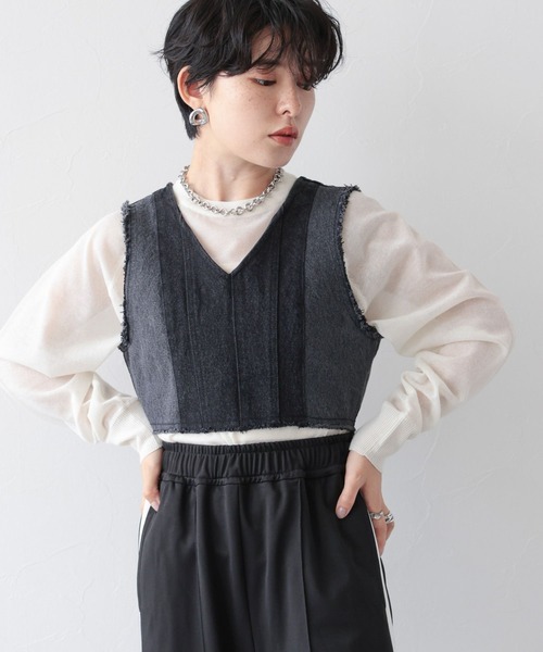 RAGEBLUE（レイジブルー）の「2WAY/切り替えデザインデニムビスチェ（ベスト・レディース・ブラック/ブルー・FREE）」の10枚目の写真