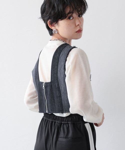 RAGEBLUE（レイジブルー）の「2WAY/切り替えデザインデニムビスチェ（ベスト・レディース・ブラック/ブルー・FREE）」の12枚目の写真