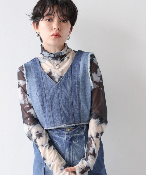 RAGEBLUE（レイジブルー）の「2WAY/切り替えデザインデニムビスチェ（ベスト・レディース・ブラック/ブルー・FREE）」の14枚目の写真