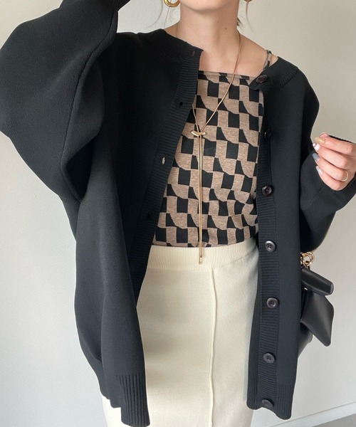 y/m by misato（イムバイミサト）の「総針カーディガン（カーディガン/ボレロ・レディース・グリーン/ブラック/マルチ・FREE）」の15枚目の写真