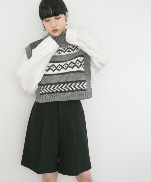 美品22AW MEIAS ニット ベスト ケープ ハイネック 1023O△