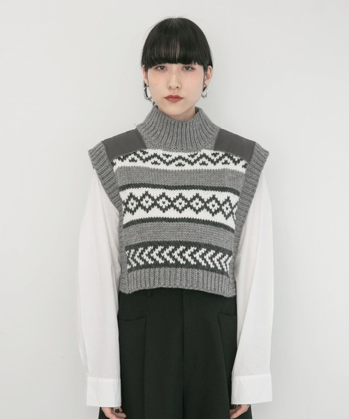 美品22AW MEIAS ニット ベスト ケープ ハイネック 1023O△