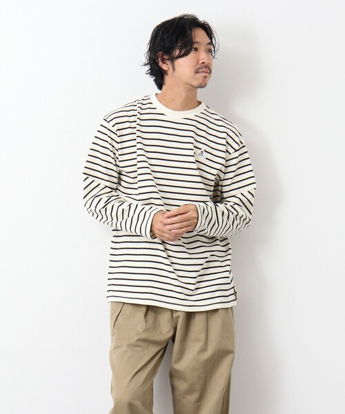 GEVACO（ゲバコ）の「【GEVACO/ゲバコ】ベーシックロングボーダーTシャツ（Tシャツ/カットソー・メンズ・ホワイト系その他2/ブラック系その他/ベージュ系その他・L/M）」の8枚目の写真