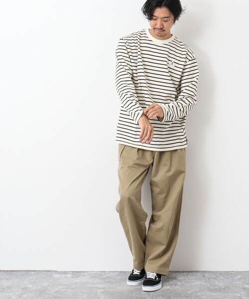 GEVACO（ゲバコ）の「【GEVACO/ゲバコ】ベーシックロングボーダーTシャツ（Tシャツ/カットソー・メンズ・ホワイト系その他2/ブラック系その他/ベージュ系その他・L/M）」の9枚目の写真