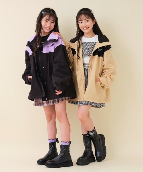 by LOVEiT(バイラビット)の「切替マウンテンパーカー(ブルゾン・キッズ・ベージュ/ピンク/ブラック・120cm/130cm/140cm/150cm/160cm)」の4枚目の写真