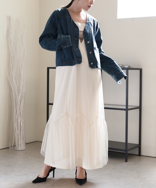 ULEULA(ウルア)の「Vネックノーカラーデニムジャケット(デニムジャケット・レディース・サックスブルー/ブルー・FREE)」の9枚目の写真