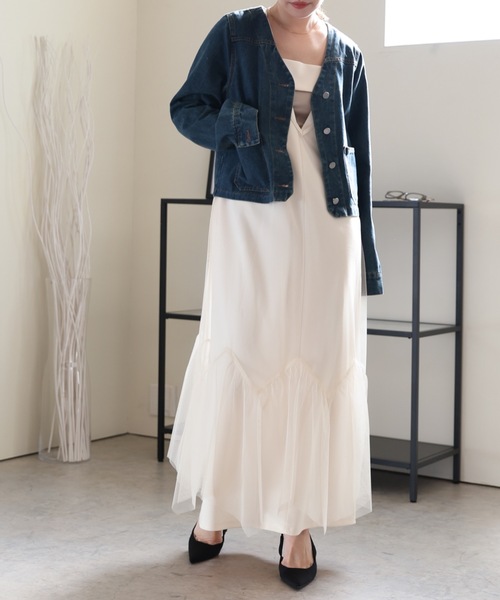 ULEULA(ウルア)の「Vネックノーカラーデニムジャケット(デニムジャケット・レディース・サックスブルー/ブルー・FREE)」の10枚目の写真