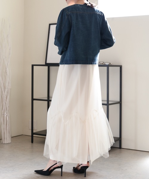 ULEULA(ウルア)の「Vネックノーカラーデニムジャケット(デニムジャケット・レディース・サックスブルー/ブルー・FREE)」の13枚目の写真