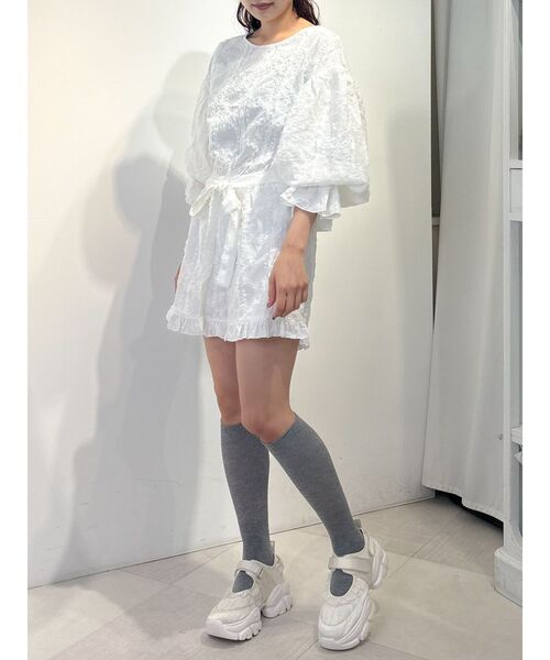 merry jenny（メリージェニー）の「fluffy flower ミニオールインワン（つなぎ/オールインワン・レディース・ブラック/オフホワイト・FREE）」の7枚目の写真