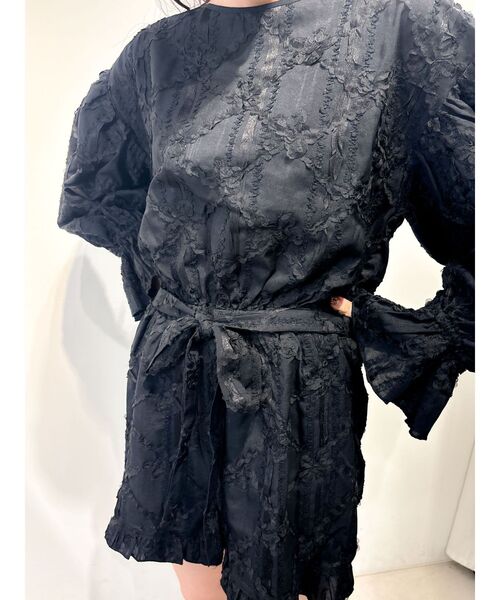 merry jenny（メリージェニー）の「fluffy flower ミニオールインワン（つなぎ/オールインワン・レディース・ブラック/オフホワイト・FREE）」の9枚目の写真