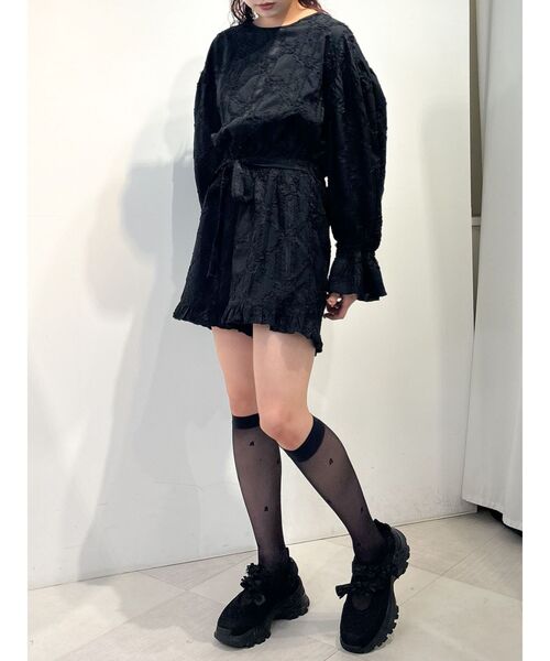 merry jenny（メリージェニー）の「fluffy flower ミニオールインワン（つなぎ/オールインワン・レディース・ブラック/オフホワイト・FREE）」の11枚目の写真