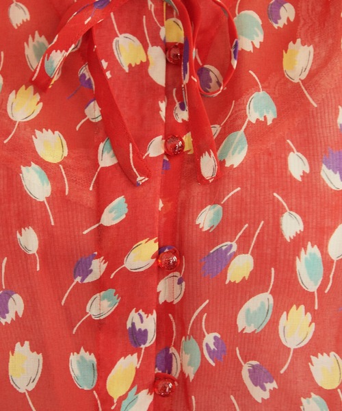 Dot&Stripes CHILD WOMAN(ドットアンドストライプス チャイルドウーマン)の「チューリッププリント プリーツ半袖ワンピース(ワンピース・レディース・レッド/ブラック・FREE)」の10枚目の写真