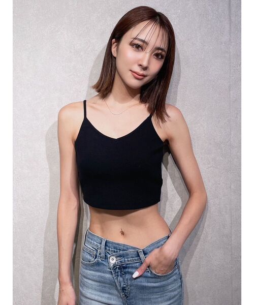 GYDA（ジェイダ）の「BACK クロス テレコ ビスチェ（キャミソール・レディース・オフホワイト/ブラック・FREE）」の14枚目の写真