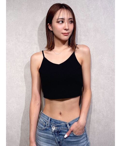 GYDA（ジェイダ）の「BACK クロス テレコ ビスチェ（キャミソール・レディース・オフホワイト/ブラック・FREE）」の15枚目の写真