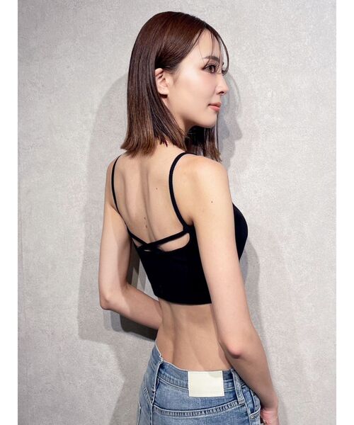 GYDA（ジェイダ）の「BACK クロス テレコ ビスチェ（キャミソール・レディース・オフホワイト/ブラック・FREE）」の17枚目の写真
