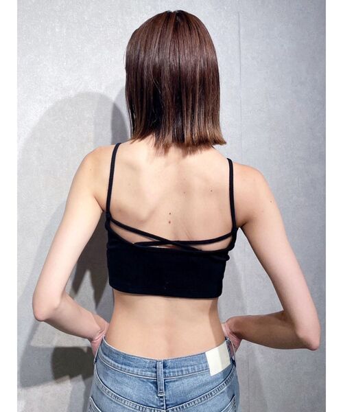 GYDA（ジェイダ）の「BACK クロス テレコ ビスチェ（キャミソール・レディース・オフホワイト/ブラック・FREE）」の18枚目の写真