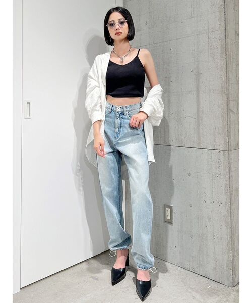 GYDA（ジェイダ）の「BACK クロス テレコ ビスチェ（キャミソール・レディース・オフホワイト/ブラック・FREE）」の22枚目の写真