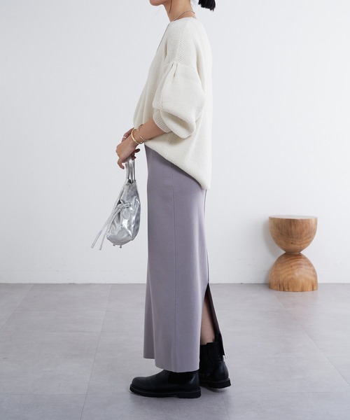 SHENERY（シーナリー）の「袖タックニット（ニット/セーター・レディース・オフホワイト/グレー・FREE）」の9枚目の写真