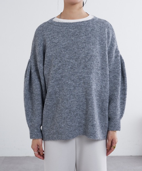 SHENERY（シーナリー）の「袖タックニット（ニット/セーター・レディース・オフホワイト/グレー・FREE）」の13枚目の写真