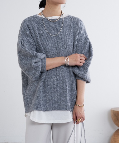 SHENERY（シーナリー）の「袖タックニット（ニット/セーター・レディース・オフホワイト/グレー・FREE）」の19枚目の写真